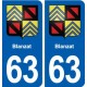 63 Blanzat blason autocollant plaque stickers ville