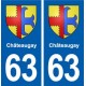63 Châteaugay blason autocollant plaque stickers ville