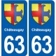 63 Châteaugay blason autocollant plaque stickers ville