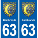 63 Combronde blason autocollant plaque stickers ville