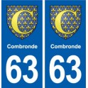 63 Combronde blason autocollant plaque stickers ville