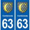 63 Combronde blason autocollant plaque stickers ville