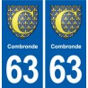 63 Combronde blason autocollant plaque stickers ville