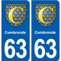 63 Combronde blason autocollant plaque stickers ville