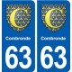 63 Combronde blason autocollant plaque stickers ville