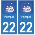 22 Paimpol autocollant plaque blason armoiries stickers département