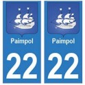 22 Paimpol de la etiqueta engomada de la placa de escudo de armas el escudo de armas de pegatinas departamento