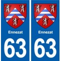 63 Ennezat blason autocollant plaque stickers ville