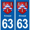 63 Ennezat blason autocollant plaque stickers ville
