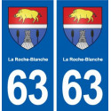 63 La Roche-Blanche blason autocollant plaque stickers ville