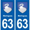 63 Maringues blason autocollant plaque stickers ville