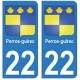 22 Dinan autocollant plaque blason armoiries stickers département