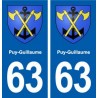 63 Puy-Guillaume blason autocollant plaque stickers ville