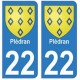 22 Plédran autocollant plaque blason armoiries stickers département