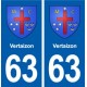 63 Vertaizon blason autocollant plaque stickers ville