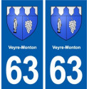 63 Veyre-Monton blason autocollant plaque stickers ville