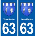 63 Veyre-Monton blason autocollant plaque stickers ville
