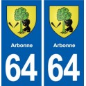 64 Arbonne blason autocollant plaque stickers ville