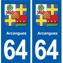 64 Arcangues blason autocollant plaque stickers ville