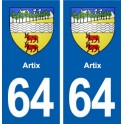 64 Artix coat of arms sticker plate stickers city