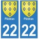 22 Plédran autocollant plaque blason armoiries stickers département