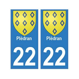 22 Plédran autocollant plaque blason armoiries stickers département