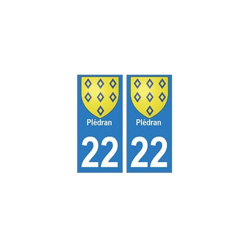 22 Plédran autocollant plaque blason armoiries stickers département