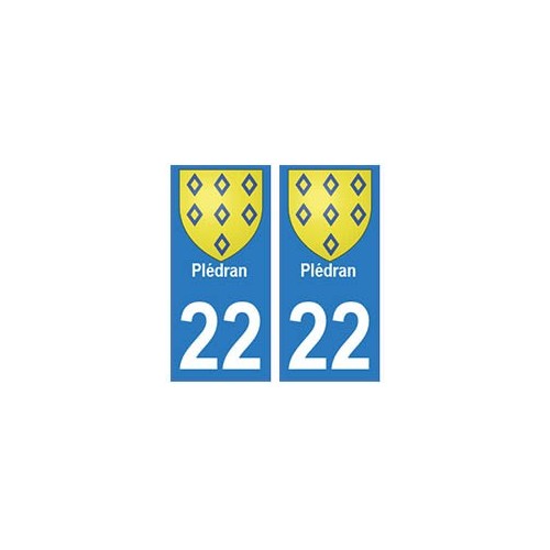 22 Plédran autocollant plaque blason armoiries stickers département