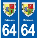 64 Briscous blason autocollant plaque stickers ville
