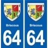 64 Briscous blason autocollant plaque stickers ville