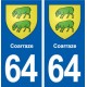 64 Coarraze blason autocollant plaque stickers ville