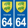 64 Coarraze blason autocollant plaque stickers ville