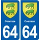 64 Coarraze blason autocollant plaque stickers ville