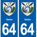 64 Gelos blason autocollant plaque stickers ville