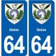 64 Gelos blason autocollant plaque stickers ville