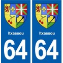 64 Itxassou blason autocollant plaque stickers ville