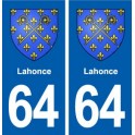 64 Lahonce blason autocollant plaque stickers ville