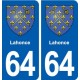 64 Lahonce blason autocollant plaque stickers ville