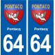 64 Pontacq blason autocollant plaque stickers ville