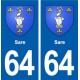 64 Sare blason autocollant plaque stickers ville