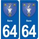 64 Sare blason autocollant plaque stickers ville