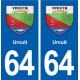 64 Urcuit blason autocollant plaque stickers ville