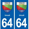 64 Urcuit blason autocollant plaque stickers ville