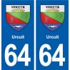 64 Urcuit blason autocollant plaque stickers ville
