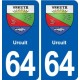 64 Urcuit blason autocollant plaque stickers ville