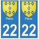 22 Dinan autocollant plaque blason armoiries stickers département