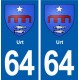 64 Urt blason autocollant plaque stickers ville