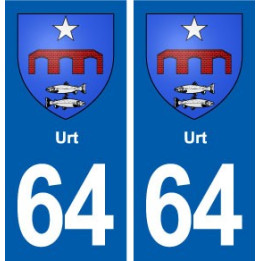 64 Urt blason autocollant plaque stickers ville