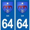 64 Urt blason autocollant plaque stickers ville