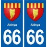 66 Alénya blason autocollant plaque stickers ville